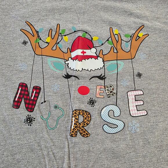 Christmas Reindeer ER Nurse T-Shirt, RN, Medical Tee Size XL - Picture 3 of 6